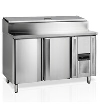 Tefcold Saladette | 320L | 2 Deuren (1/1 GN) | Boven 7x 1/3 GN | +2°C/+10°C | Geforceerd | Klapdeksel | 1360x715x880/1080(h)mm 