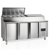 Tefcold Saladette | 429L | 3 Deuren (1/1 GN) | Boven 9x 1/3 GN | +2°C/+10°C | Geforceerd | Klapdeksels | 1795x715x880/1080(h)mm 