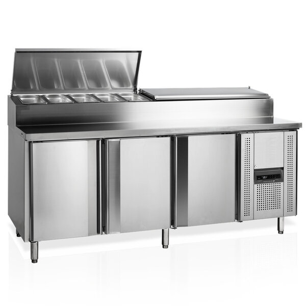 Saladette | 520L | 3 Deuren (EN600x400) | Boven 10x 1/3 GN | +2°C/+10°C | Geforceerd | Klapdeksels | 2020x800x880/1080(h)mm
