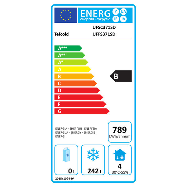 Vrieskast | SERIE UFS | 300L | Wit/Zwart | -14°C/-24°C | Statisch | Wielen | 595x640x1840(h)mm