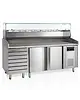 Tefcold Pizzawerkbank + Opzetkoelvitrine | 390L | 2 Deuren + 7 Deegladen (EN600x400) | Boven 8x 1/3 GN + 2x 1/6 GN | +2°C/+10°C | Geforceerd | 2045x800x850/1445(h)mm 