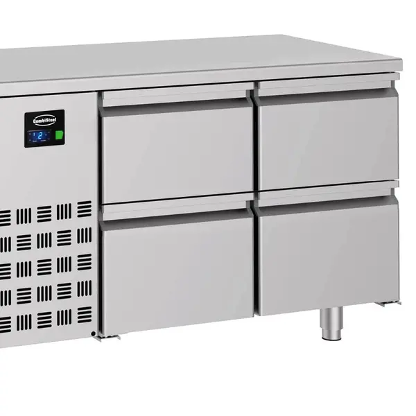 Koelwerkbank | Energiezuinig | 632L | 2 Deuren + 4 Laden (1/1 GN) | -2°C/+8°C | Geforceerd | 0.31kW | 2270x700x850(h)mm