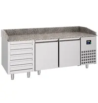 CombiSteel Pizzawerkbank | 615L | 2 Deuren + 5 Deegladen (EN600x400) | -2°C/+8°C | Geforceerd | 0.21kW | 2100x800x1080(h)mm