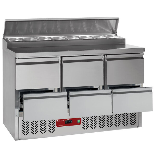 Saladette | 340L | Koelstructuur (8x 1/6GN) + 6 Laden | +1°C/ +4°C (Geventileerd) | 1365x700x870/1250(h)mm