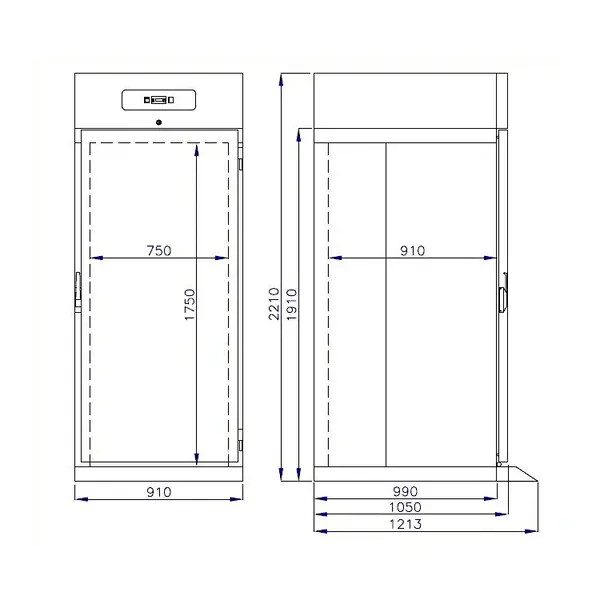 Inrijvrieskast | PRO LINE | 700L (2/1 GN) | RVS | -10°C/-20°C | Geforceerd | 910x1210x2210(h)mm