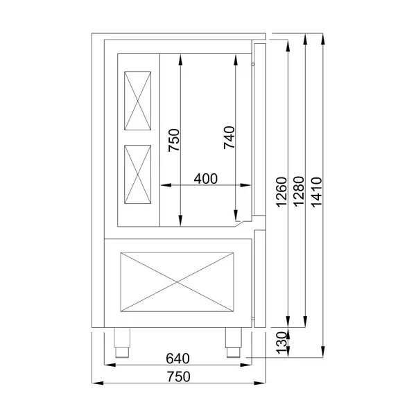 Blastschiller | PRO LINE | 10 Niveaus (1/1 GN) | Max. 30kg (Koelen) / 25kg (Vriezen) | 2.2kW (230V) | 800x750x1410(h)mm