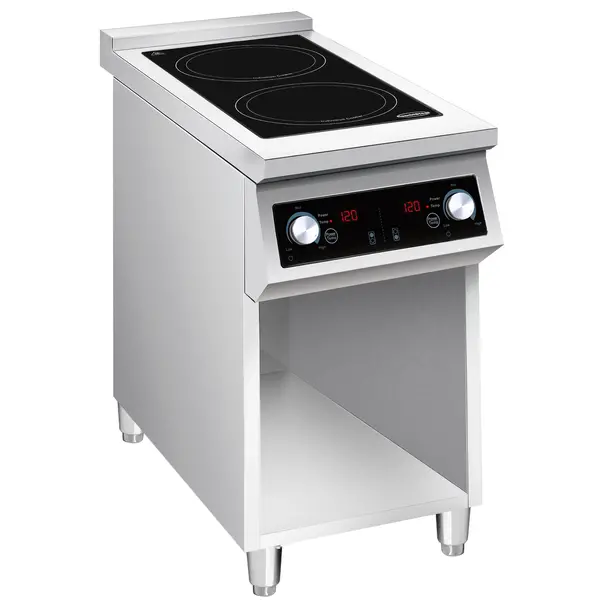 Inductiefornuis | 2 Kookpunten | 60°C/240°C | 7kW (400V) | Open Onderkast | 400x700x900(h)mm