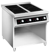 CombiSteel Inductiefornuis | 4 Kookpunten | 60°C/240°C | 14kW (400V) | Open Onderkast | 800x700x900(h)mm 