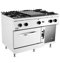 CombiSteel Fornuis/Doorkookplaat + Heteluchtoven | BASE 700 | Gas | 4 Branders (4x 6.5kW) + Plaat (6.5kW) + Oven (6kW) | Neutraal Vak | 1200x700x900(h)mm 