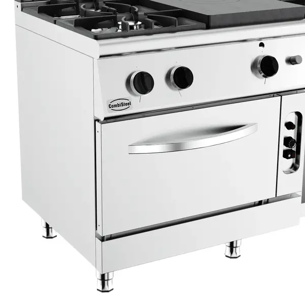 Fornuis/Doorkookplaat + Heteluchtoven | BASE 700 | Gas | 4 Branders (4x 6.5kW) + Plaat (6.5kW) + Oven (6kW) | Neutraal Vak | 1200x700x900(h)mm