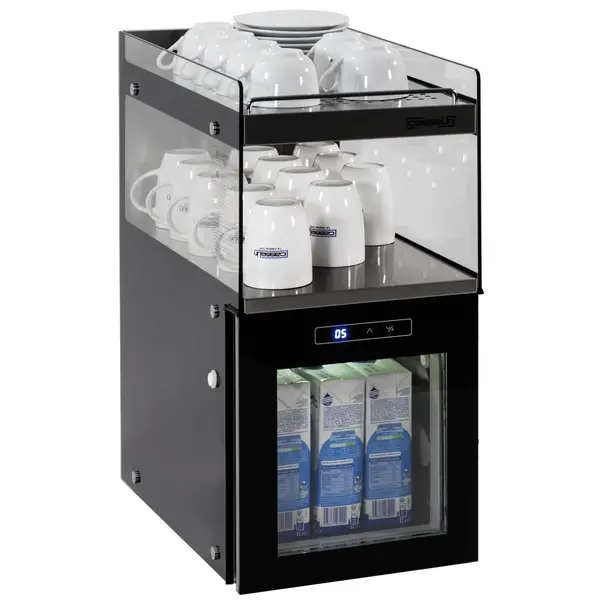 Melkkoeler + Kopjesverwarmer | Zwart | 15L (+2°C/+8°C) | 2 Niveaus (60°C) | 0.3kW (230V) | 300x525x640(h)mm