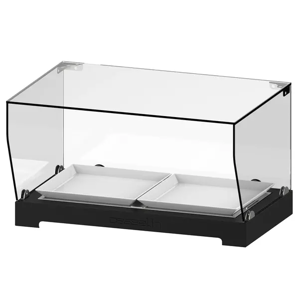 Buffetvitrine | Zwart | Eutectische Koeling | Incl. Serveerschalen (2x 300x300) | 680x460x395(h)mm