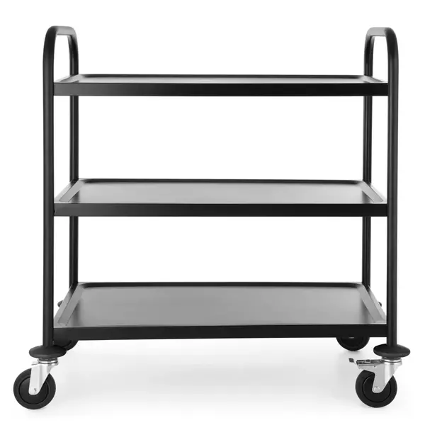 Serveerwagen | RVS (Zwart) | 3 Niveaus (830x510) | Wielen (Geremd) | 905x585x945(h)mm