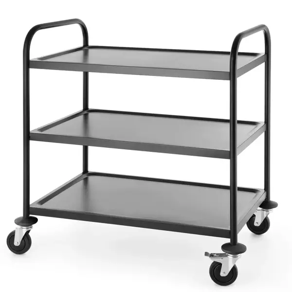 Serveerwagen | RVS (Zwart) | 3 Niveaus (830x510) | Wielen (Geremd) | 905x585x945(h)mm
