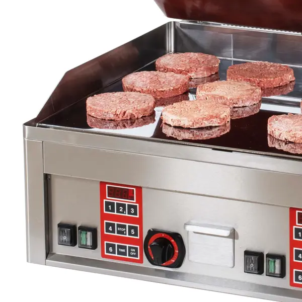 Bakplaat/Contactgrill | CLAM | Dubbel | Glad Oppervlak 650x480 (Verchroomd) | 50°C/300°C | 12kW (2x 230V + 400V) | Timer + Programmering | 660x660x400(h)mm