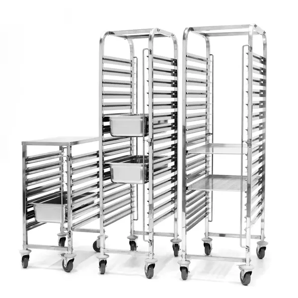 Regaalwagen | RVS | 15 Etages (EN600x400) | Wielen (Geremd) | 515x680x1710(h)mm