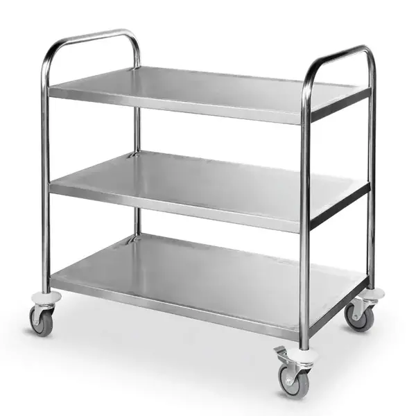 Serveerwagen | RVS | 3 Niveaus (830x510) | Wielen (Geremd) | 905x585x945(h)mm