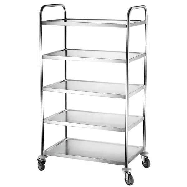 Serveerwagen | RVS | 5 Niveaus (830x510) | Wielen (Geremd) | 905x585x1545(h)mm