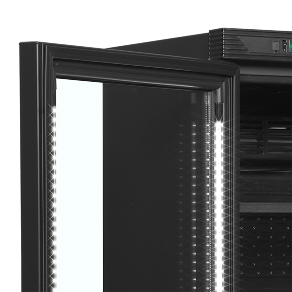 Drankenkoeling | SERIE CEV | 372L | Zwart | +2°C/+10°C | Statisch + Ventilator | Wielen | 595x640x1840(h)mm