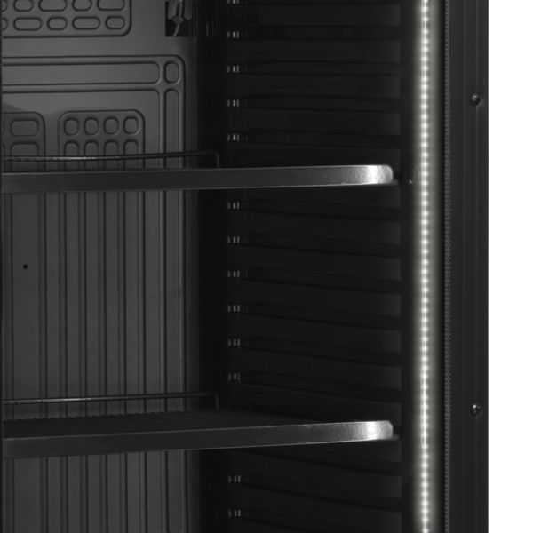 Drankenkoeling | SERIE CEV | 372L | Zwart | +2°C/+10°C | Statisch + Ventilator | Wielen | 595x640x1840(h)mm