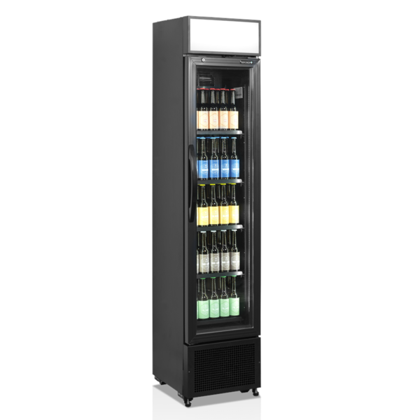 Drankenkoeling | SERIE FSC | Smal Model | 182L | Zwart | +2°C/+10°C | Statisch + Ventilator | Wielen | 435x505x2013(h)mm