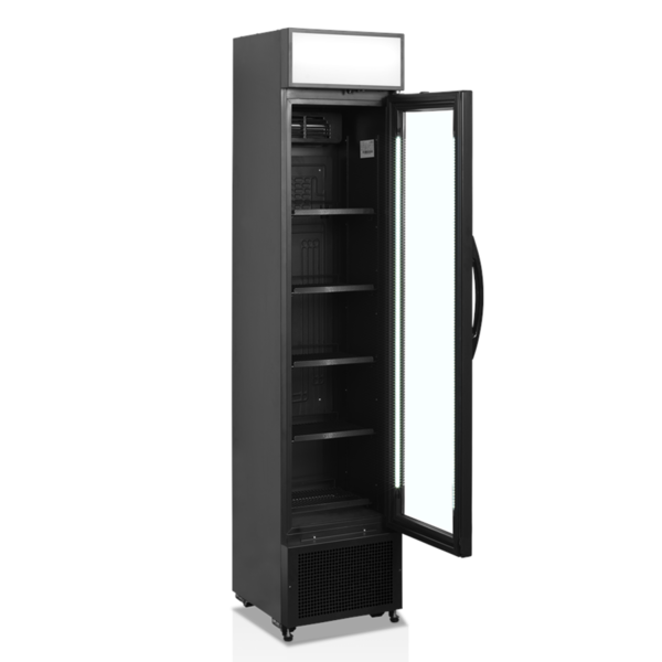 Drankenkoeling | SERIE FSC | 182L | Zwart | +2°C/+10°C | Statisch + Ventilator | Wielen | 435x505x2013(h)mm