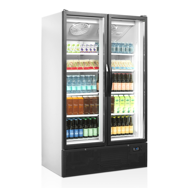 Koelkast | SERIE FS | 936L | Wit/Zwart | +2°C/+10°C | Geforceerd | Draaideuren | Wielen | 1200x735x1990(h)mm
