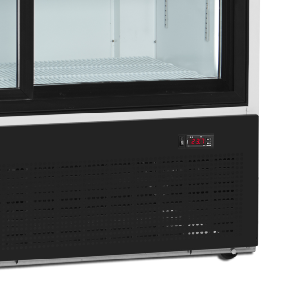Koelkast | SERIE FS | 895L | Wit/Zwart | +2°C/+10°C | Geforceerd | Schuifdeuren | Wielen | 1200x735x1990(h)mm