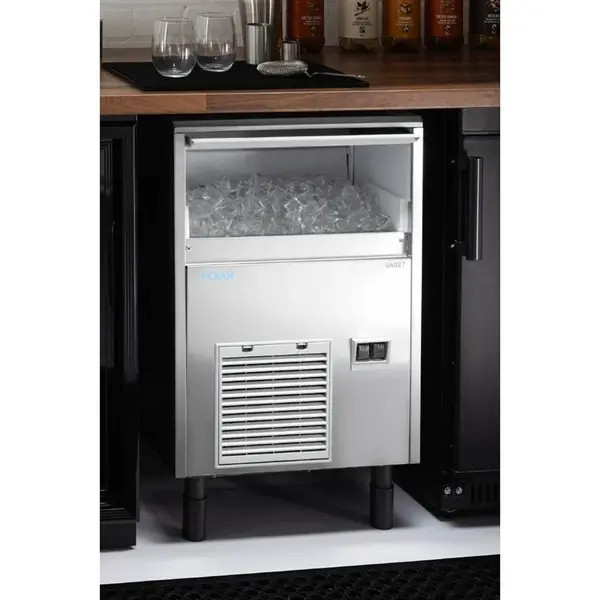 IJsblokjesmachine | U-SERIE | Volle Blokjes (18g) | 33kg/24u | Bunker 16kg | Luchtgekoeld | Afvoerpomp | 500x580x690(h)mm