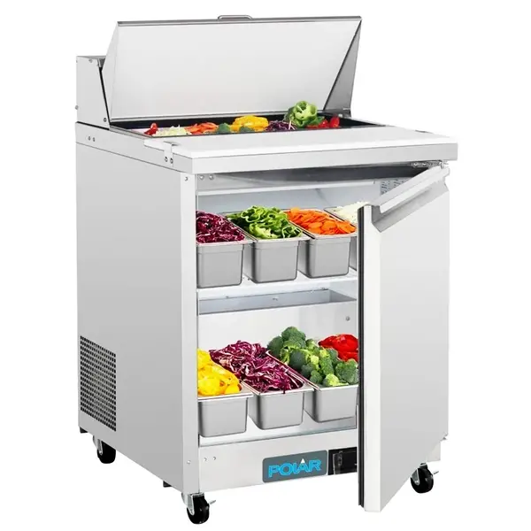 Saladette | U-SERIE | 154L | 1 Deur (1/1 GN) | Boven 8x 1/6 GN | 0°C/+5°C | Geforceerd | Klapdeksel + Snijblad | Wielen (Geremd) | 735x760x1100(h)mm