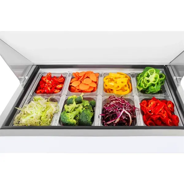 Saladette | U-SERIE | 154L | 1 Deur (1/1 GN) | Boven 8x 1/6 GN | 0°C/+5°C | Geforceerd | Klapdeksel + Snijblad | Wielen (Geremd) | 735x760x1100(h)mm