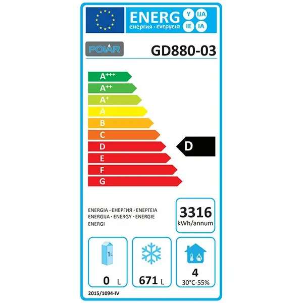 Vrieskast | 960L | RVS | -10°C/-20°C | Geventileerd | 0.7kW | Wielen (Geremd) | 1340x710x2010(h)mm