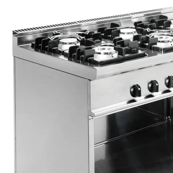 Fornuis | Gas | 6 Branders (3x 7.5kW + 3x 4.5kW) | Piëzo Ontsteking | Open Onderkast | 1200x700x850(h)mm