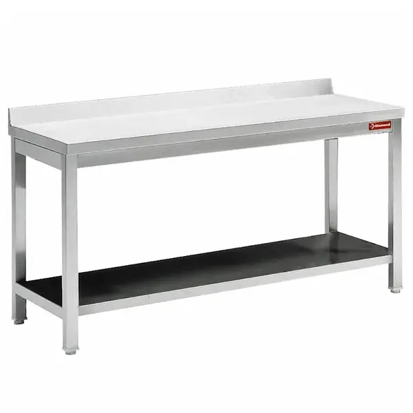RVS Werktafel Met Bodemschap en Achteropstand | 700mm diep | 880mm hoog