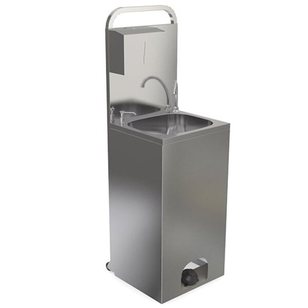 Mobiele Handwasbak | Incl. Dispensers | Voetbediening | 410x350mm | RVS | 470x435x877(h)mm