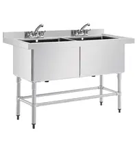 Vogue Spoeltafel | RVS | 2 Grote Spoelbakken | Achteropstand | Zelfmontage | 1410x600x900/960(h)mm 
