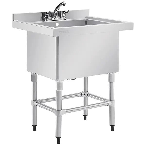 Spoeltafel | RVS | Grote Spoelbak | Achteropstand | Zelfmontage | 770x600x900/960(h)mm