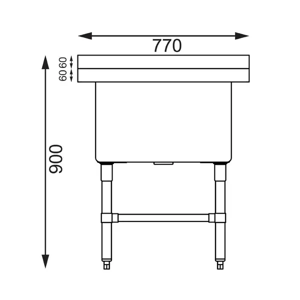 Spoeltafel | RVS | Grote Spoelbak | Achteropstand | Zelfmontage | 770x600x900/960(h)mm