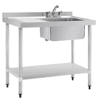 Vogue Spoeltafel | RVS | 1 Spoelbak (Rechts) | Afdruipvlak | Bodemschap | Achteropstand | Incl. Standpijp | Zelfmontage | 1200x600x900/960(h)mm 
