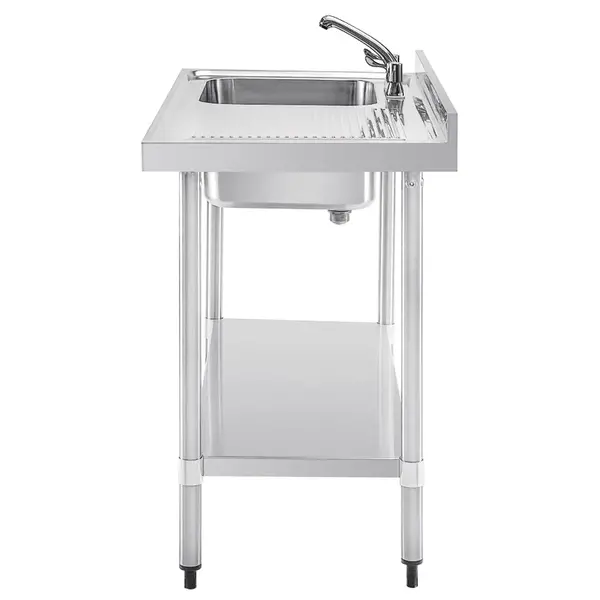 Spoeltafel | RVS | 1 Spoelbak (Links) | Afdruipvlak | Bodemschap | Achteropstand | Incl. Standpijp | Zelfmontage | 1000x600x900/960(h)mm