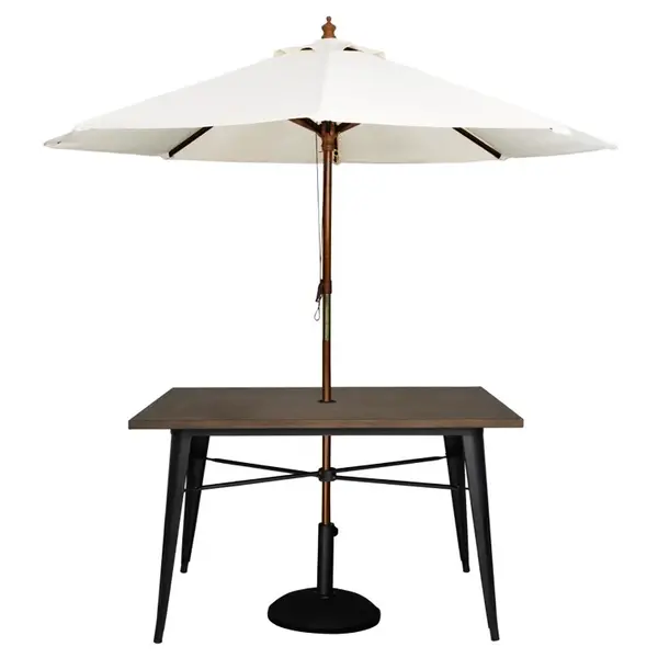 Tafel | Aluminium | Houtlook | In-/Outdoor | Parasolgat | 1200x760x748(h)mm