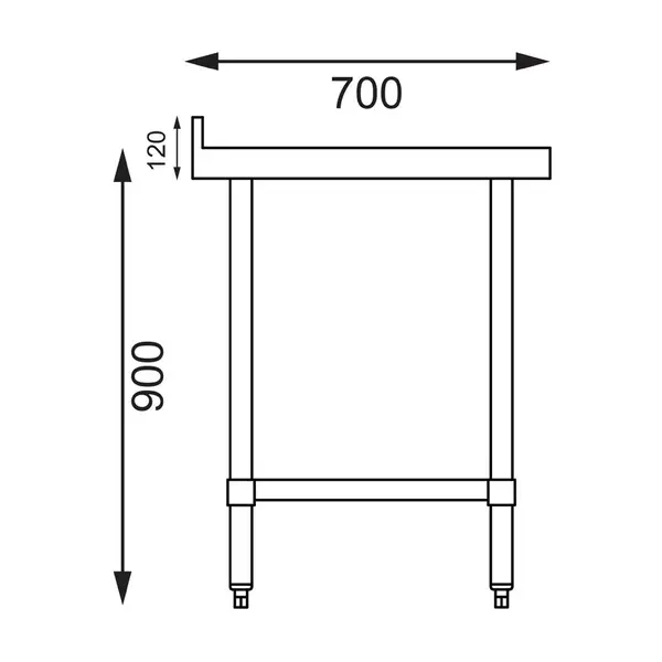 Werktafel | RVS | Bodemschap | Achteropstand | Zelfmontage | 1500x700x900/960(h)mm