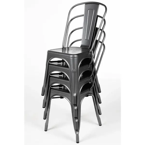 Stoelen | BISTRO | Staal | Silver | In-/Outdoor | Stapelbaar | 4 Stuks | 445x520x855(h)mm