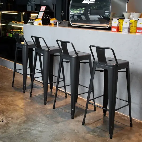 Barkrukken | BISTRO | Staal | Grey | In-/Outdoor | Stapelbaar | 4 Stuks | 430x430x940(h)mm