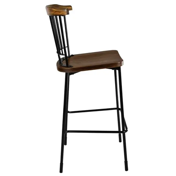 Barkrukken | SCANDI | Hout/Staal | Houtlook | Zwart Frame | Indoor | 2 Stuks | 520x535x1120(h)mm