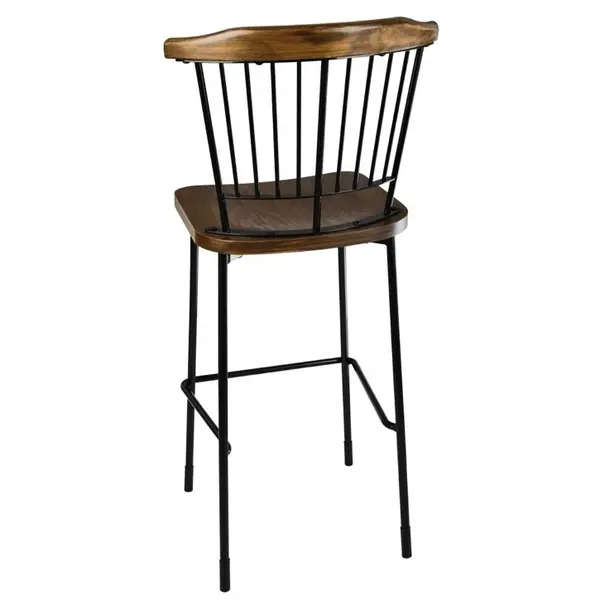 Barkrukken | SCANDI | Hout/Staal | Houtlook | Zwart Frame | Indoor | 2 Stuks | 520x535x1120(h)mm