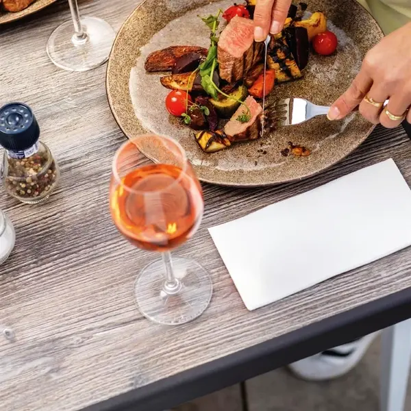 Inklapbare Tafel | LIMBURG VINTAGE | Hout/Staal | Houtlook Blad | Zwart Frame | In-/Outdoor | 700x700x730(h)mm