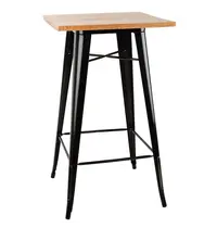 Bolero Statafel | BISTRO | Hout/Staal | Essenhout Blad | Zwart Frame | Indoor | 600x600x1040(h)mm 