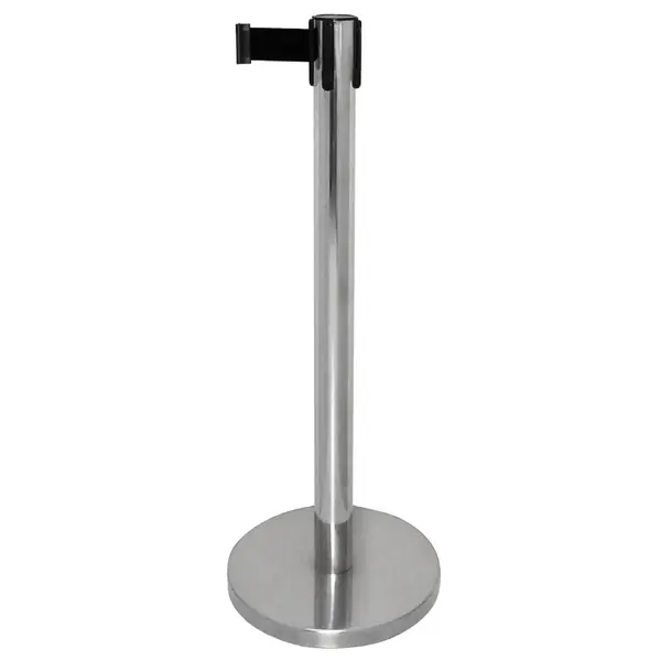 Afzetpaal | RVS (Geborsteld) | Incl. Zwart Afzetlint (3m) | Ø345x965(h)mm