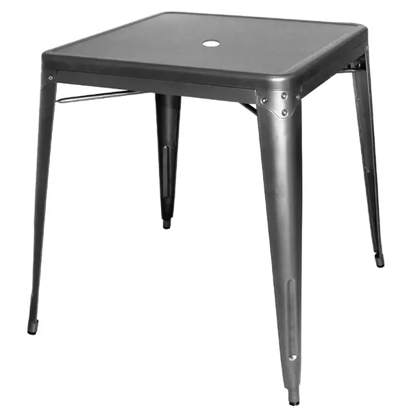 Tafel | Staal | Grijs | In-/Outdoor | Parasolgat | 660x660x760(h)mm